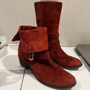 Donald J.‎ Pliner Suede Danee Boots Women's 10 M Burgundy Maroon Western Couture